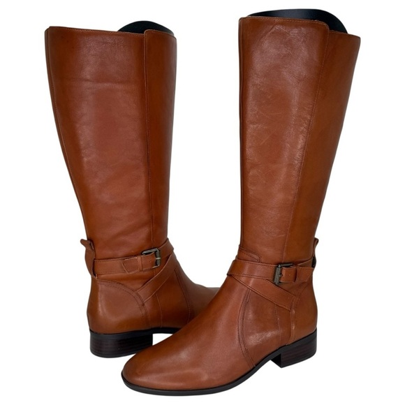 Naturalizer Shoes - Naturalizer Rena Tan Leather Knee High Wide Calf Womens Boots Size 6M